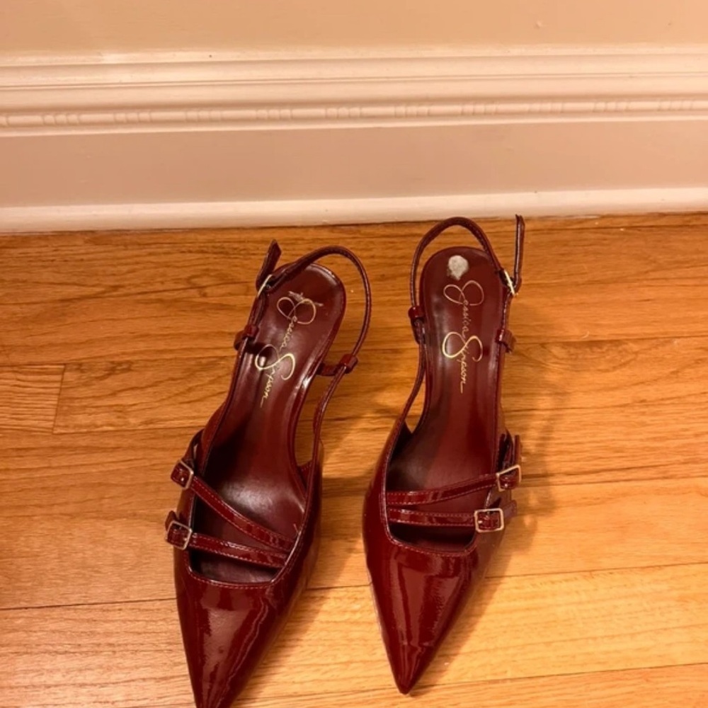 Jessica Simpson Red Patent Slingback Heels